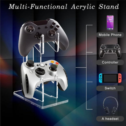 Universal Dual Game Controller Holder Desk Stand for PS4 PS5 Xbox ONE Switch, Perfect Display and Organization, Gaming Controller Accessories(Transparent Acrylic) (2T/Black)