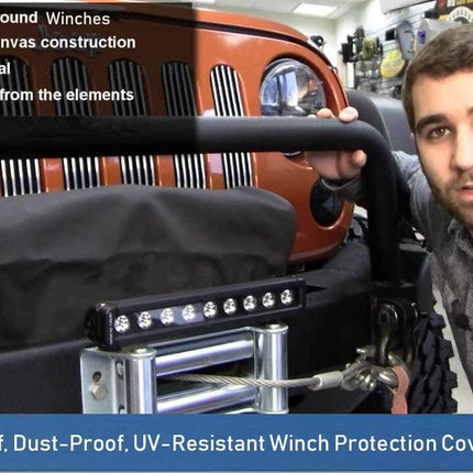 Winch Cover, Heavy Duty Waterproof Dust-Proof Winch Protection Cover, Ideal for Electric Winches 8500-17500 lbs, Indoor/Outdoor (21.5” x 9.5” x 7.5”) - Black