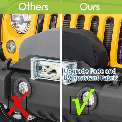 Winch Cover, Heavy Duty Waterproof Dust-Proof Winch Protection Cover, Ideal for Electric Winches 8500-17500 lbs, Indoor/Outdoor (21.5” x 9.5” x 7.5”) - Black