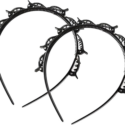 Braided Headbands Double Layer Twist Plait Hairband, 2Pcs Bangs Hairstyle Twist Hairpin Headbands,Double Bangs Hairstyle Hairpin Headband Korean Braided Headbands,Double Layer Twist Plait Headband