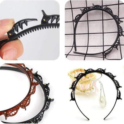 Braided Headbands Double Layer Twist Plait Hairband, 2Pcs Bangs Hairstyle Twist Hairpin Headbands,Double Bangs Hairstyle Hairpin Headband Korean Braided Headbands,Double Layer Twist Plait Headband