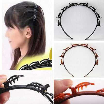 Braided Headbands Double Layer Twist Plait Hairband, 2Pcs Bangs Hairstyle Twist Hairpin Headbands,Double Bangs Hairstyle Hairpin Headband Korean Braided Headbands,Double Layer Twist Plait Headband