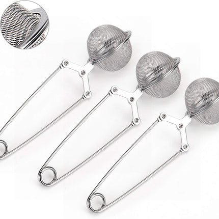 Snap Ball Tea Strainer,  3 Pack Premium Stainless Steel Tea Infuser with Handle for Loose Leaf Tea Fine Mesh Tea Balls Filter Infusers