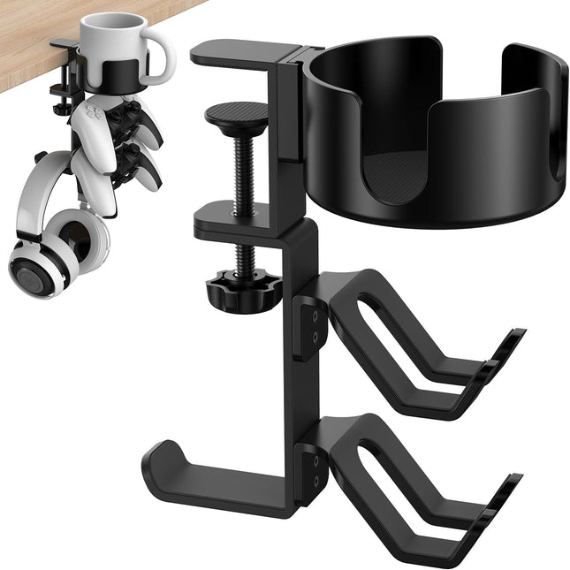 4 in 1 Desk Cup Holder with Headphone Hanger and Controller Stand Gaming Accessories Universal