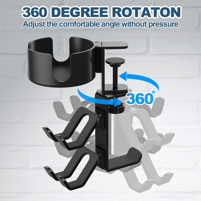 4 in 1 Desk Cup Holder with Headphone Hanger and Controller Stand Gaming Accessories Universal – product detail