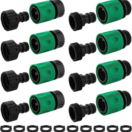 16 Pieces Garden Water Hose Quick Connectors,3/4 Inch GHT Male and Female Water Hose Quick Connect Fittings with 10 Pieces Rubber Washer