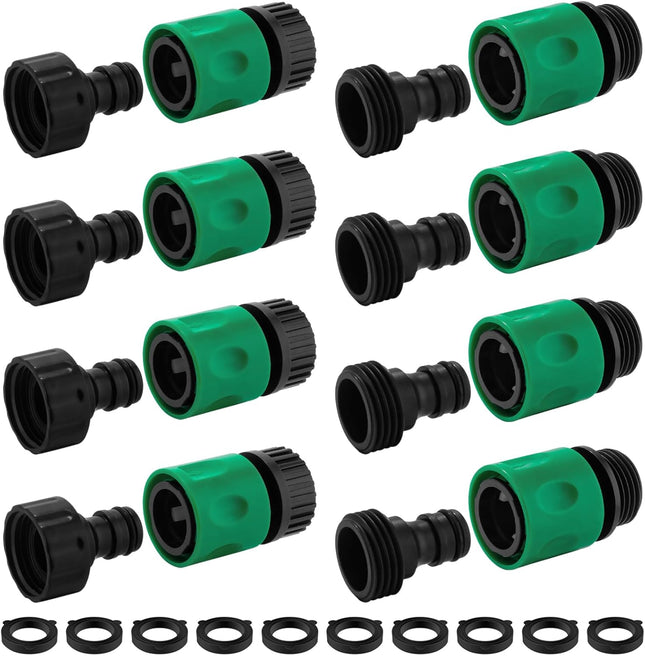 16 Pieces Garden Water Hose Quick Connectors 3/4 Inch GHT Male and Female Water Hose Quick Connect Fittings