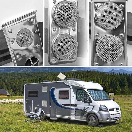 RV Furnace Vent Insect Screen Cover 2 Pack with Installation Tool, Durable Mesh RV Flying Insect Screen for Campers and Trailers, Easy Fit, Rust Proof, Keeps Bugs Out