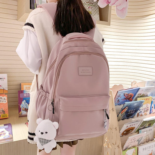 Female Lady High Capacity College Backpack Women Laptop School Bags Cute Girl Travel Book Bag Cool Black – product detail
