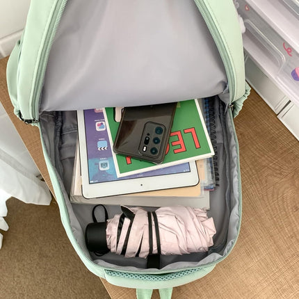 Female Lady High Capacity College Backpack Women Laptop School Bags Cute Girl Travel Book Bag Cool,Black,with Bear Doll