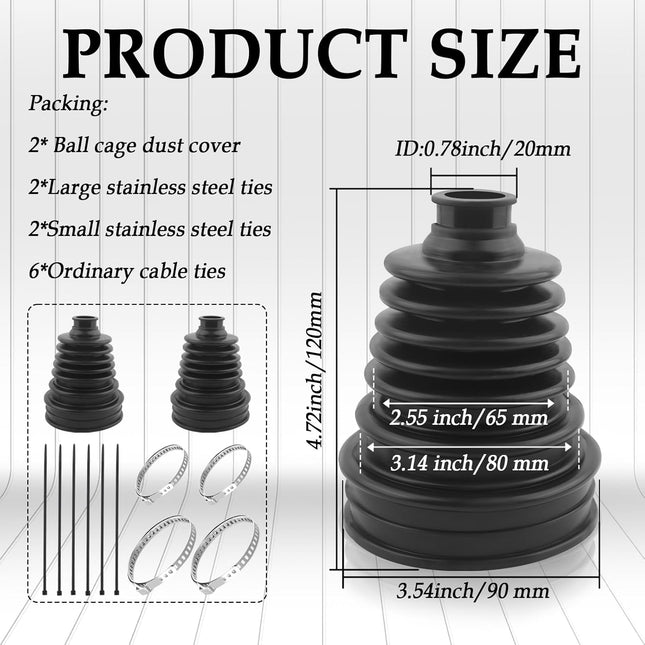 2PCS CV Boot with 4 Stainless Steel Clamps & 6 Cable Ties Waterproof & Dustproof – product detail