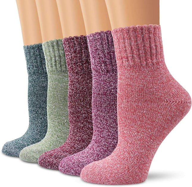 Winter Women Socks 5 Pairs Vintage Style Knit Wool Casual Socks Warm Socks V1259-DP01-A-4184