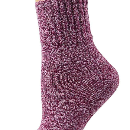 Winter Women Socks 5 Pairs Vintage Style Knit Wool Casual Socks Warm Socks