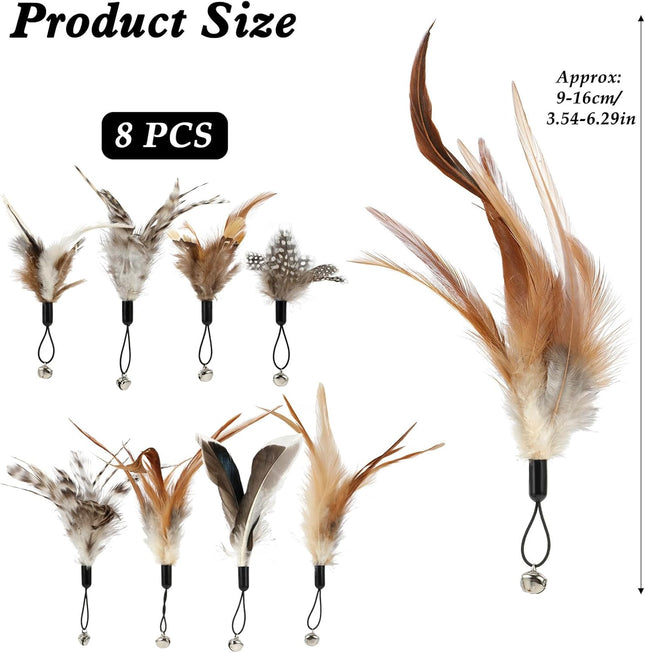 8 Pcs Cat Feather Toys with Bells Feather Teaser Cat Toy Replacement Feather Refills with Bells Exerciser – product detail
