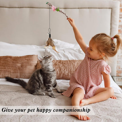 8 Pcs Cat Feather Toys with Bells, Feather Teaser Cat Toy, Replacement Feather Refills with Bells, Exerciser Playing Toy for Kitten or cat