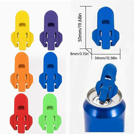 Simple can Opener, Easy Can Opener Soda Beer Can Opener, Manual Easy Can Opener Colorful Drink Can Protector Cap for Pop, Coke, Beer, Soda Aluminum Beverage (6pcs)