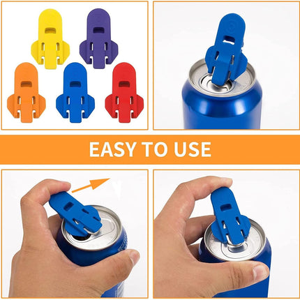 Simple can Opener, Easy Can Opener Soda Beer Can Opener, Manual Easy Can Opener Colorful Drink Can Protector Cap for Pop, Coke, Beer, Soda Aluminum Beverage (6pcs)
