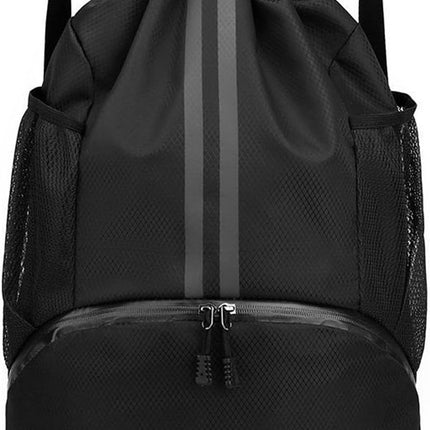 Soccer Bags, Drawstring Backpack Gym Bag with Shoe Compartment and Mesh Pockets for Soccer Basketball Volleyball Football Sports Gym