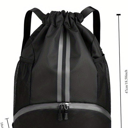 Soccer Bags, Drawstring Backpack Gym Bag with Shoe Compartment and Mesh Pockets for Soccer Basketball Volleyball Football Sports Gym