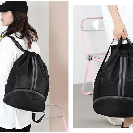 Soccer Bags, Drawstring Backpack Gym Bag with Shoe Compartment and Mesh Pockets for Soccer Basketball Volleyball Football Sports Gym