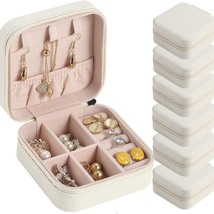 Travel Jewelry Case Bridesmaid Gifts Box,6 Pack Small Jewelry Box Mini Jewelry Organizer,PU Leather Portable Earring Storage Box for Women Girls Bridesmaid Proposal Gifts