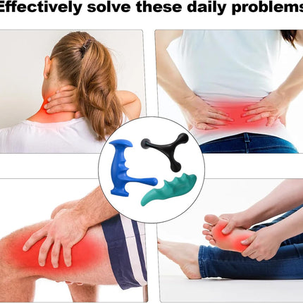 Manual Trigger Point Massage Tool and Thumb Saver for Full Body Deep Tissue Massage, Set Include 1 Green Thumb Protector Tool 1 Palm Urchin Massage Tool Hand Held 4-Legged Massage Knobs