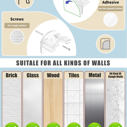 Adhesive Baseball Hat Hooks for Wall, Caps Strong Holder, Ball Cap Hanger Wall Mount, Hat Display Rack, Hats Organizer Accessories, Clear, 8-Pack
