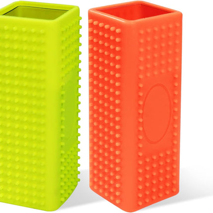 2 PCS Silicone Pet Hair Remover, Reusable Rubber Pet Hair Block Roller Cleaner for Carpet, Couch, Furniture, Car Seats (Orange, Yellow)