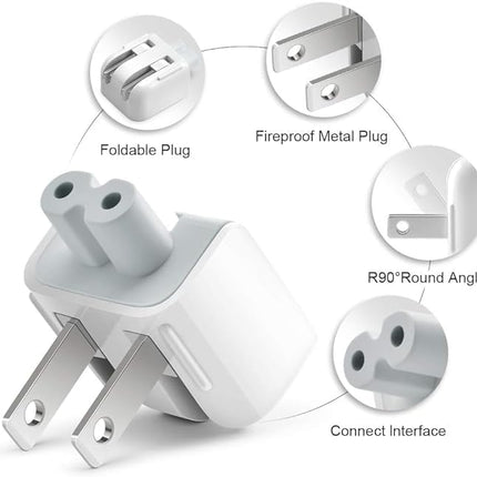 2Pcs Mac AC Wall Adapter Plug Duckhead – US Standard Wall Charger with Power Cord for MacBook, iBook, iPhone & iPod,Replacement AC Power Adapter Brick