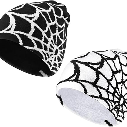 Y2K Gothic Spider Pattern Wool Acrylic Knitted Hat Women Beanie Winter Warm Beanies Men Casual Skullies Outdoor
