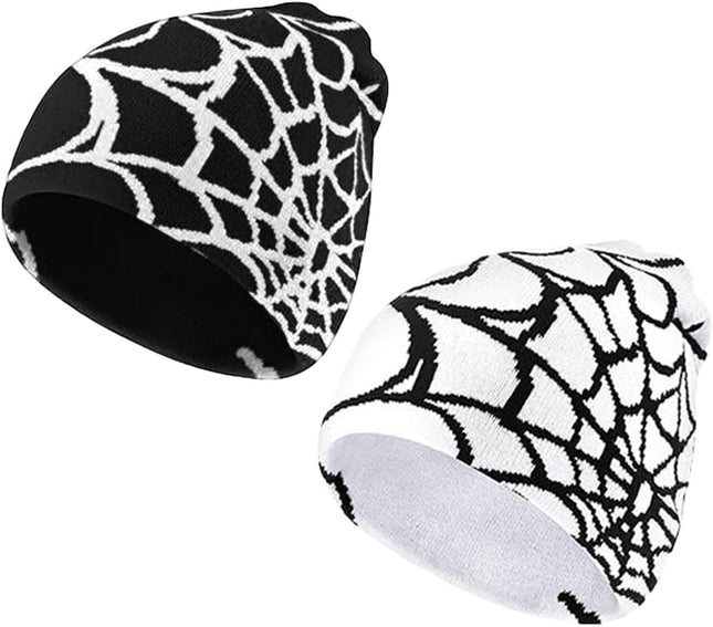 Y2K Gothic Spider Pattern Wool Acrylic Knitted Hat Women Beanie Winter Warm Beanies Men Casual Skullies