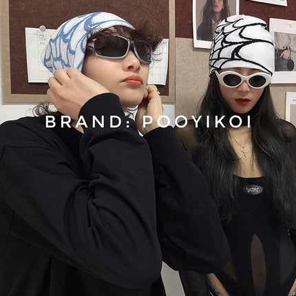 Y2K Gothic Spider Pattern Wool Acrylic Knitted Hat Women Beanie Winter Warm Beanies Men Casual Skullies Outdoor