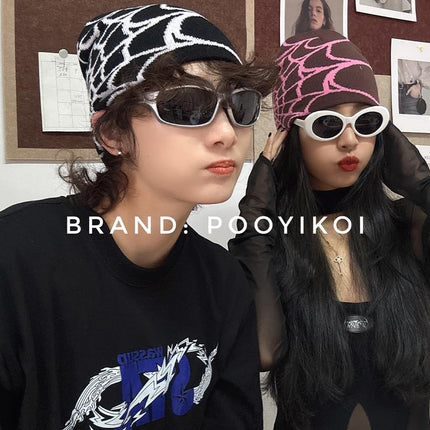 Y2K Gothic Spider Pattern Wool Acrylic Knitted Hat Women Beanie Winter Warm Beanies Men Casual Skullies Outdoor