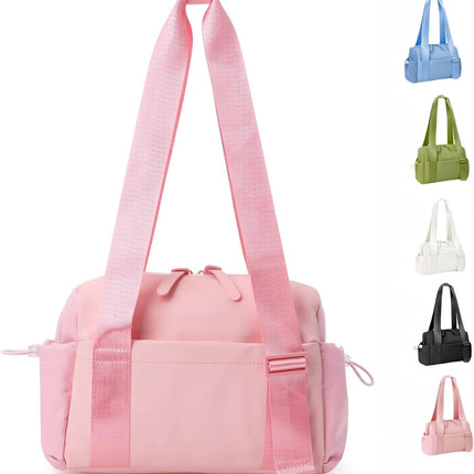Mini Gym Bag for Women, Small Duffle Bag with Wet Compartment, Lightweight Waterproof Cute Tote for Girls Workout Sport Travel (Pink)