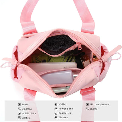 Mini Gym Bag for Women, Small Duffle Bag with Wet Compartment, Lightweight Waterproof Cute Tote for Girls Workout Sport Travel (Pink)