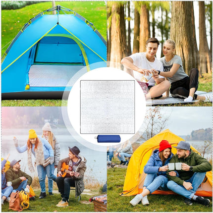 200*200CM Aluminium Foil Camping Mat, Insulating Waterproof Thermal Foam Sleeping Mat For Camping, Sleeping Roll Pad Of Aluminum Foil, Foldable Double-sided Tent Mat For Outdoor Camping Hiking Picnic