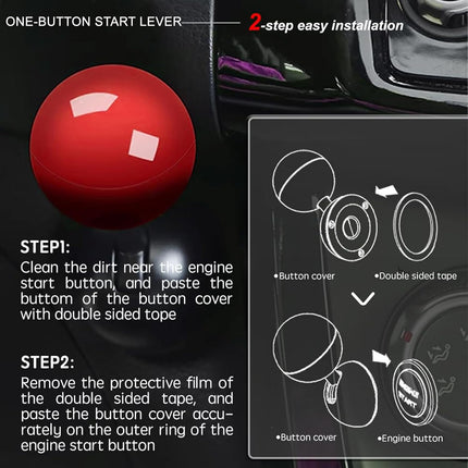 Car Push Start Button Cover, Engine Start/Stop Joystick Ball, Universal Starter Decorative Accessories (Red)