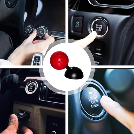 Car Push Start Button Cover, Engine Start/Stop Joystick Ball, Universal Starter Decorative Accessories (Red)