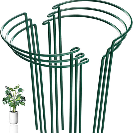 6 Pack Plant Support Stakes, Half-Round Plant Support, Green Plant Support Ring, Rust-Proof, Durable for Indoor and Outdoor Plants, Such as Peonies, and Hydrangeas