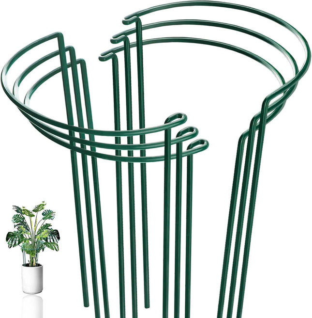 6 Pack Plant Support Stakes Half-Round Plant Support Green Plant Support Ring Rust-Proof Durable