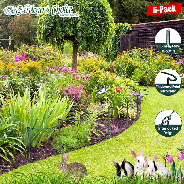 6 Pack Plant Support Stakes Half-Round Plant Support Green Plant Support Ring Rust-Proof Durable – product detail