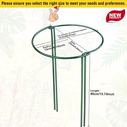 6 Pack Plant Support Stakes, Half-Round Plant Support, Green Plant Support Ring, Rust-Proof, Durable for Indoor and Outdoor Plants, Such as Peonies, and Hydrangeas