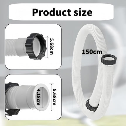 1.5" Diameter Pool Pump Replacement Hose Compatible with Intex 1500-2500 GPH Pumps, Sand Filters & Saltwater Systems Heavy-Duty 59" Garden Hose for Above Ground Pools (1-Pack)