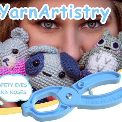 Safety Eye Tool Auxiliary Tool for Attaching Safety Eyes for Crocheting Safety Eyes Crochet Tools for Amigurumi Crochet & Stuffed 5-30mm Animal Eyes Making Supplies Tool（Blue 1pcs）