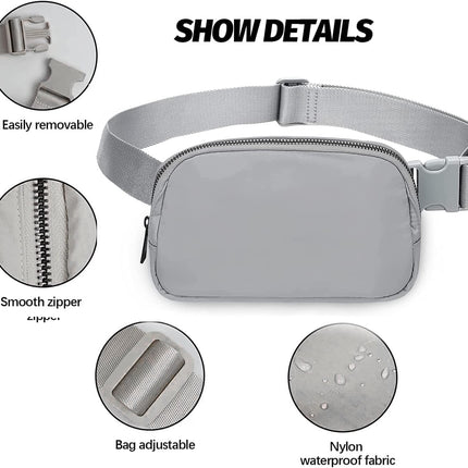 Belt Bag for Women Fanny Pack Dupes, Fashion Crossbody Waist Pack Bag with Adjustable Strap, Everywhere Belt Bag for Travel Outdoors Running Hiking（Grey）