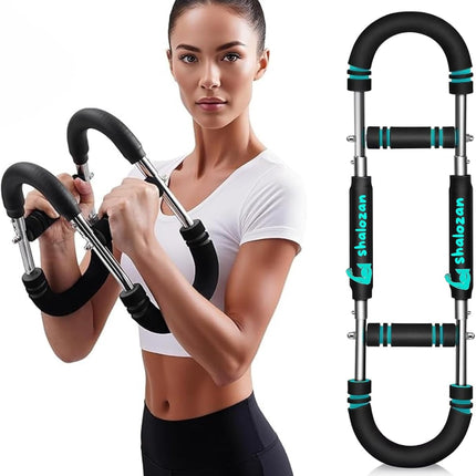 Twister arm, Forearm, Chest, Wrestling Strength Trainer, at Home Fitness Gym, for Men and Women. Portable Upper Body Workout Equipment. 60-90 Lbs Strength ( Black Padding with Blue Stripes)