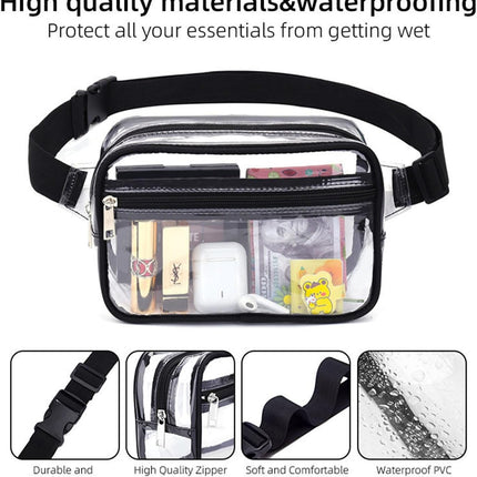 Clear Fanny Pack, PVC Transparent Stadium Bag, Waterproof Adjustable Strap Fanny Pack Crossbody