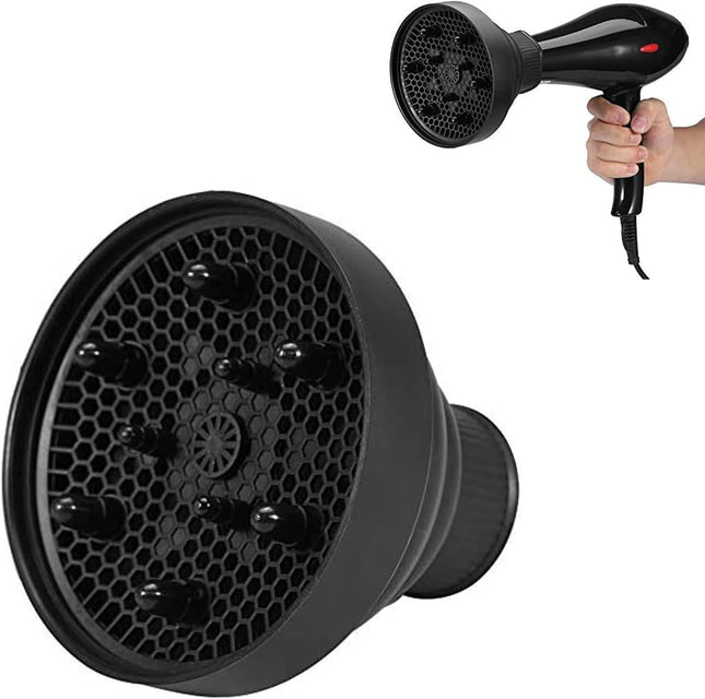 Hair Diffuser Collapsible Hair Diffuser Portable Attachment for Dryer for V1259-DP01-A-4234 in Black