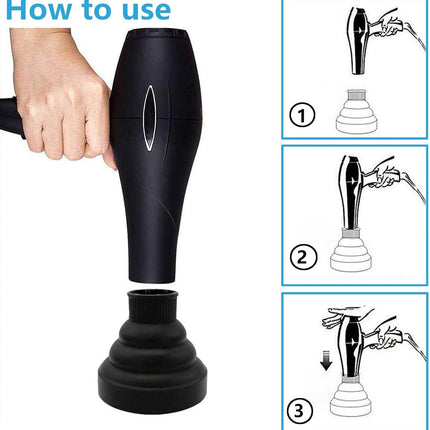 Hair Diffuser,Collapsible Hair Diffuser Portable,Diffuser Attachment for Hair Dryer,Hair Diffuser for Curly Hair,Hair Dryer Diffuser Attachment for Curly and Wavy Hair,for Most Hair Dryers (Black)