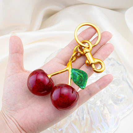 Cherry Keychain Bag Charms for Handbags, Cute Accessories for Women Purse, Gold